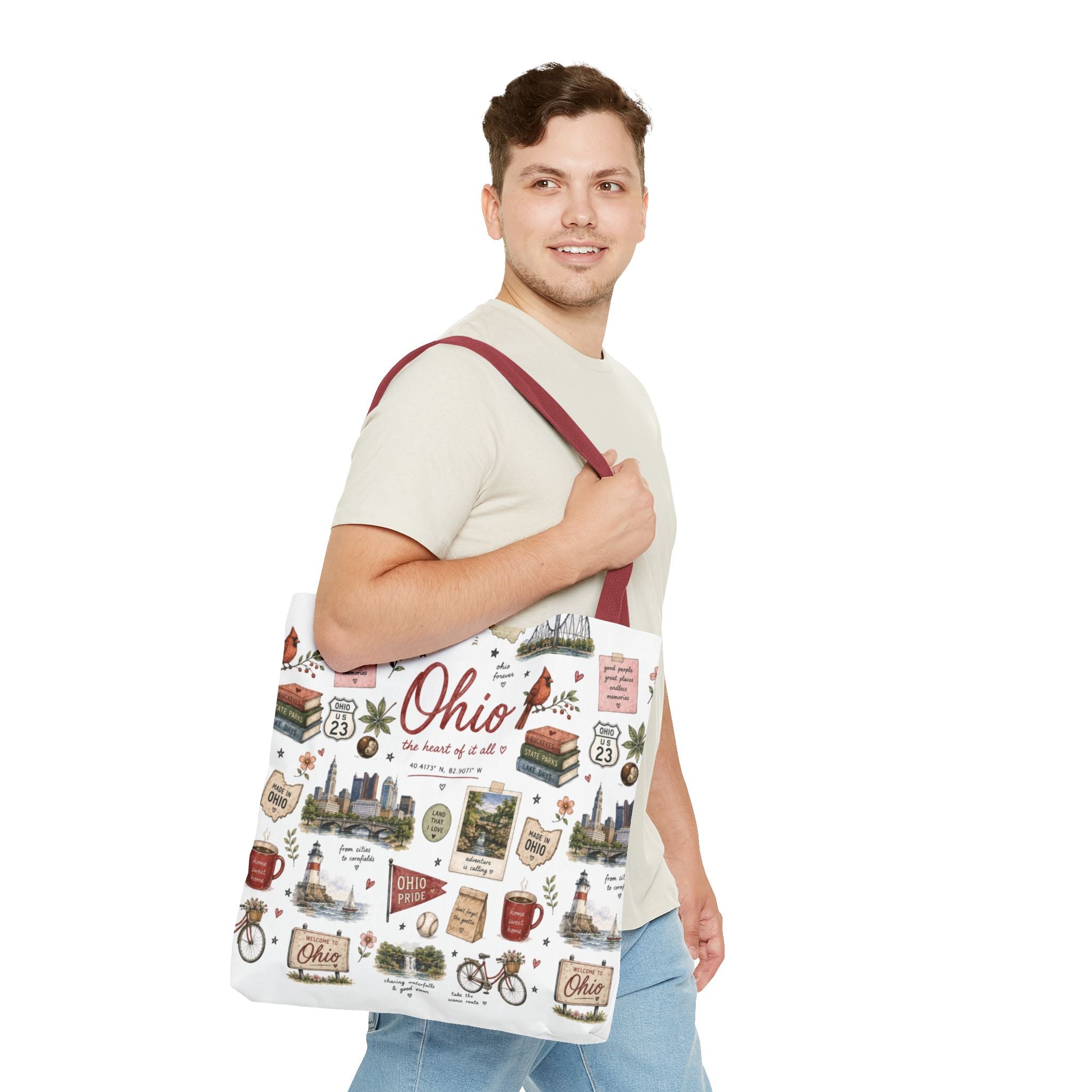 Ohio Illustrated Tote Bag — All-Over-Print Travel & Gift Tote