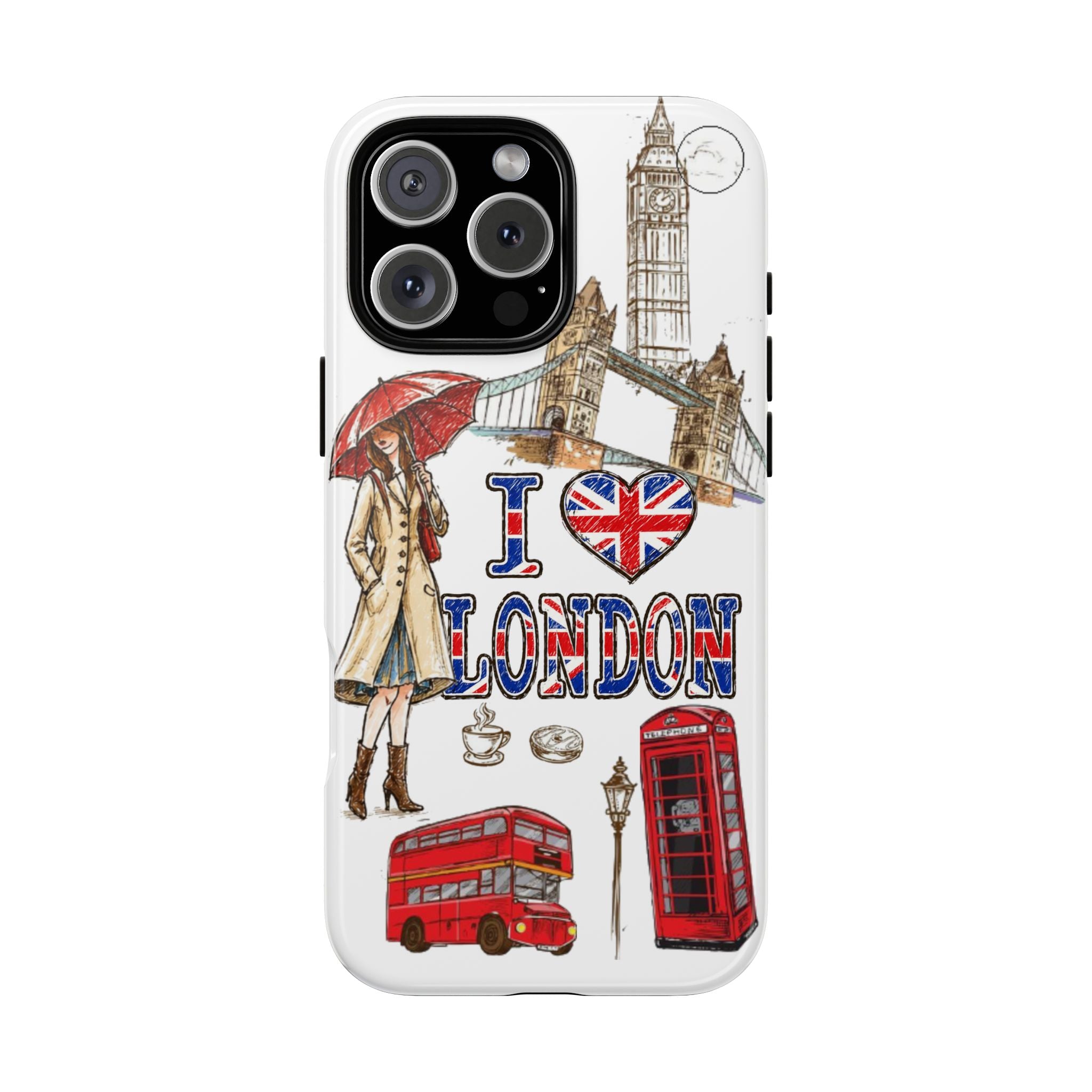 I Love London Illustrated Collage phone case | Tough Case