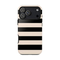 Black & Cream Striped - Tough Phone Case
