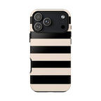 Black & Cream Striped - Tough Phone Case