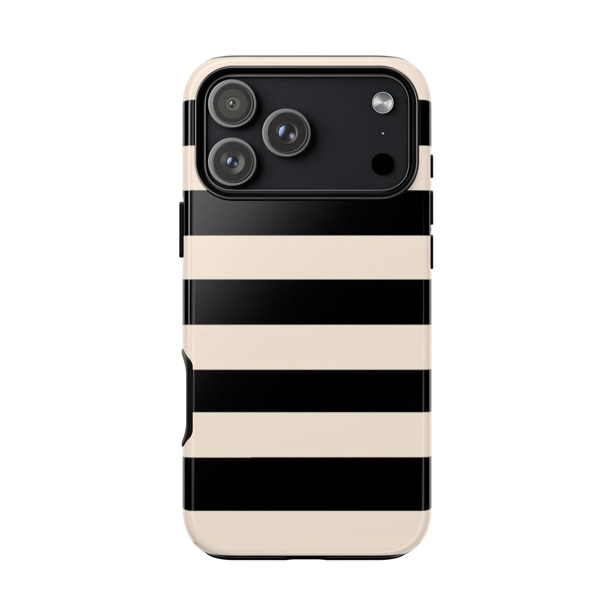 Black & Cream Striped - Tough Phone Case