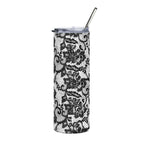 20oz Stainless Tumbler — Black Lace Floral Skinny Travel Cup