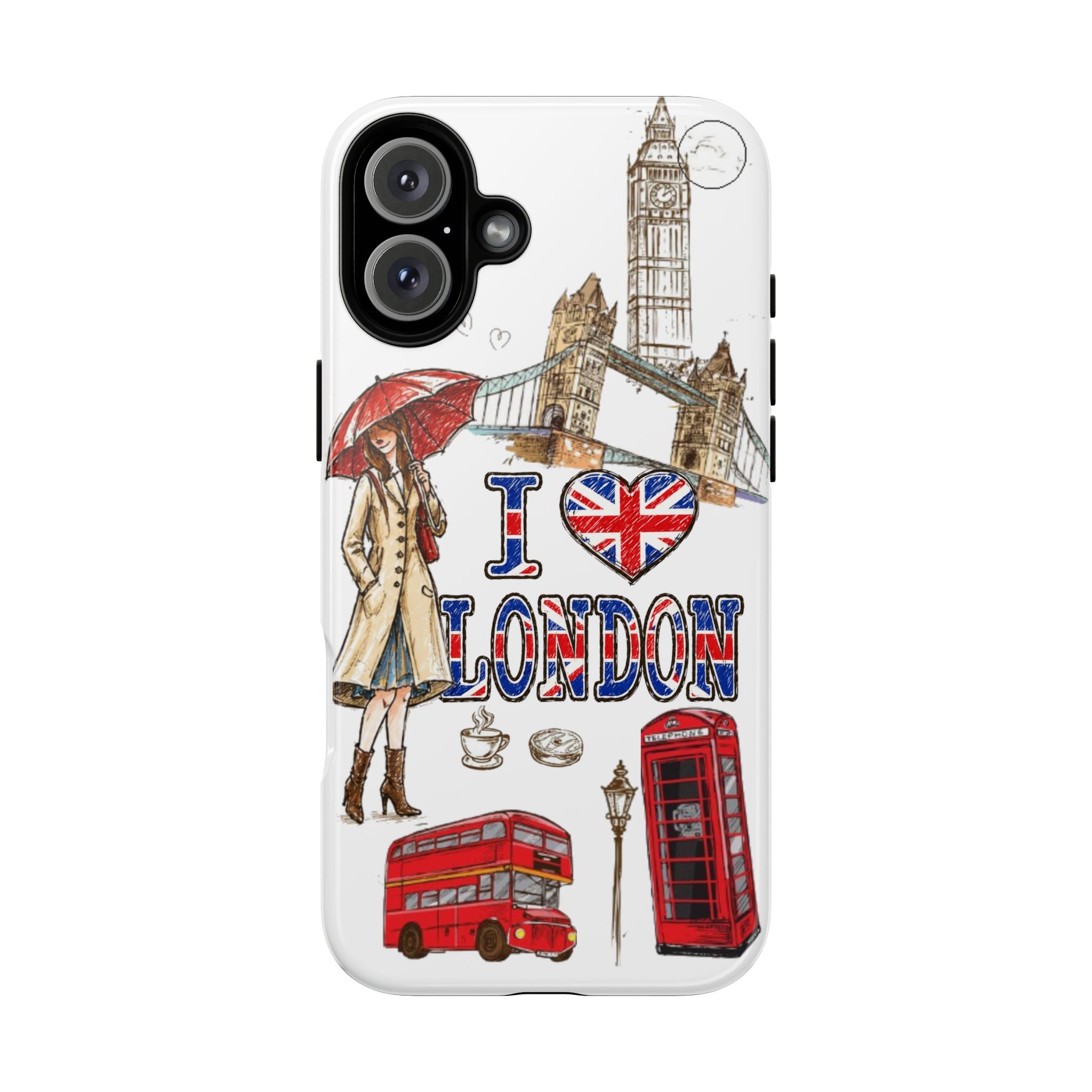 I Love London Illustrated Collage phone case | Tough Case