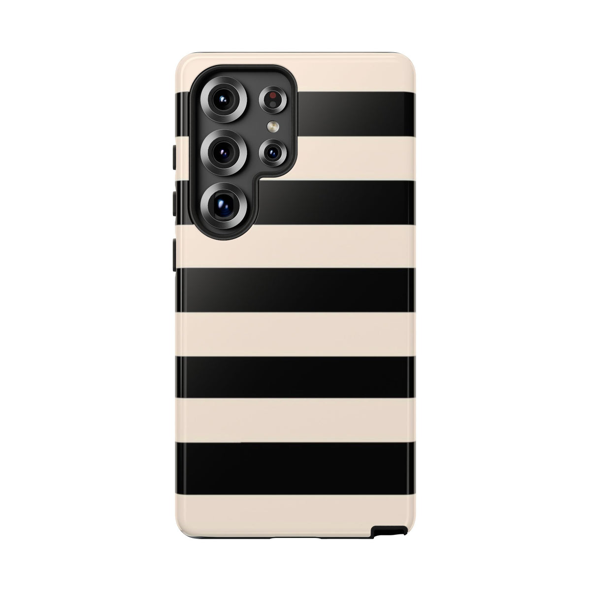 Black & Cream Striped - Tough Phone Case