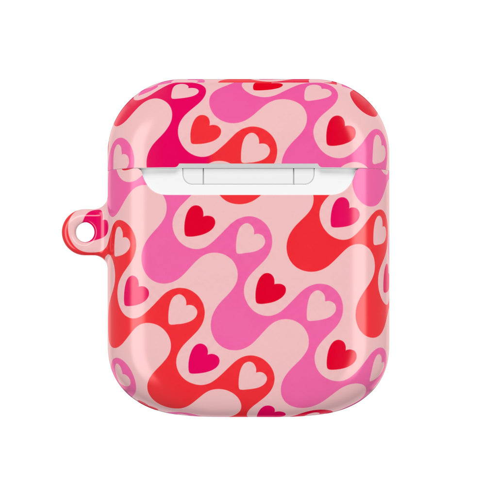 Heart Pattern AirPod Case — Pink Retro Love Protective Cover