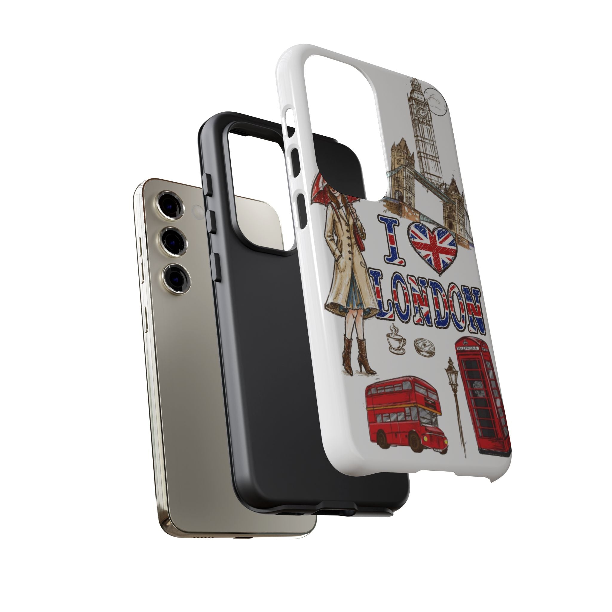 I Love London Illustrated Collage phone case | Tough Case
