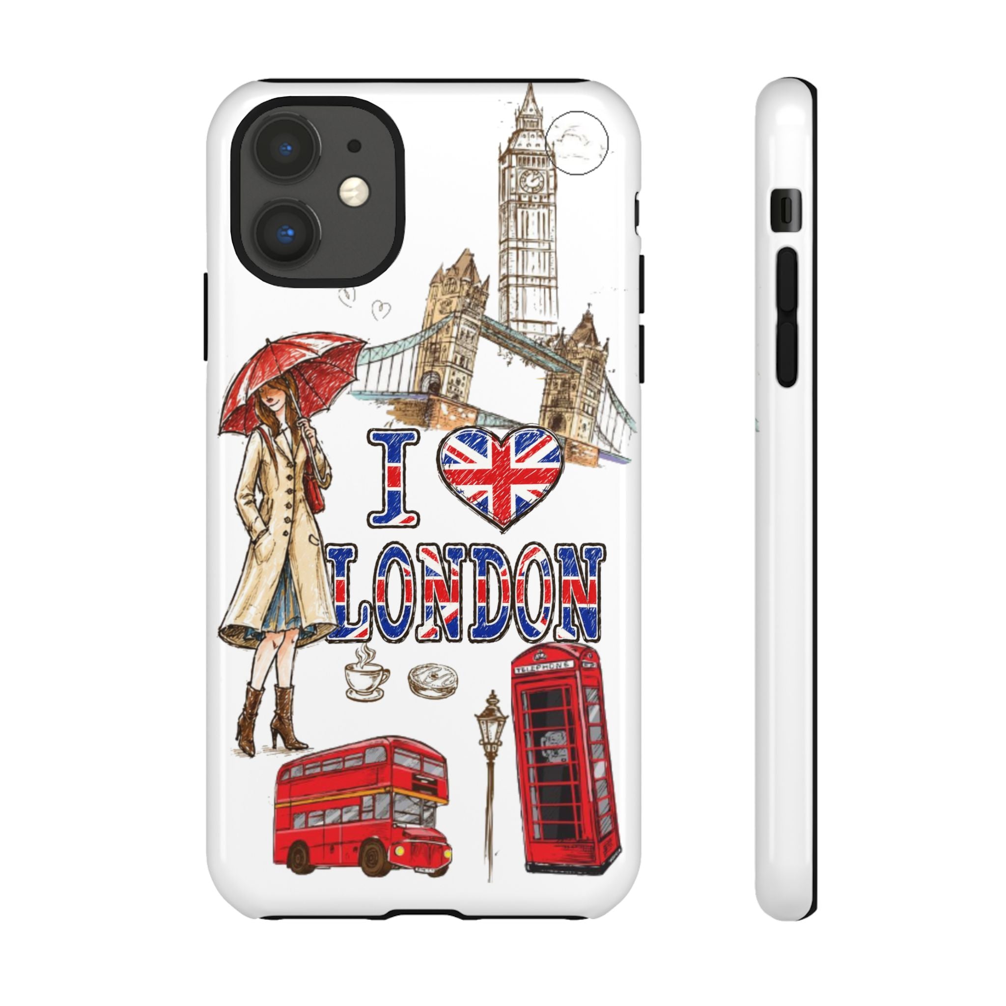 I Love London Illustrated Collage phone case | Tough Case