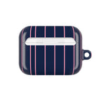 Striped Navy & Pink AirPod Case — Slim Protective Cover with Keyring Loop