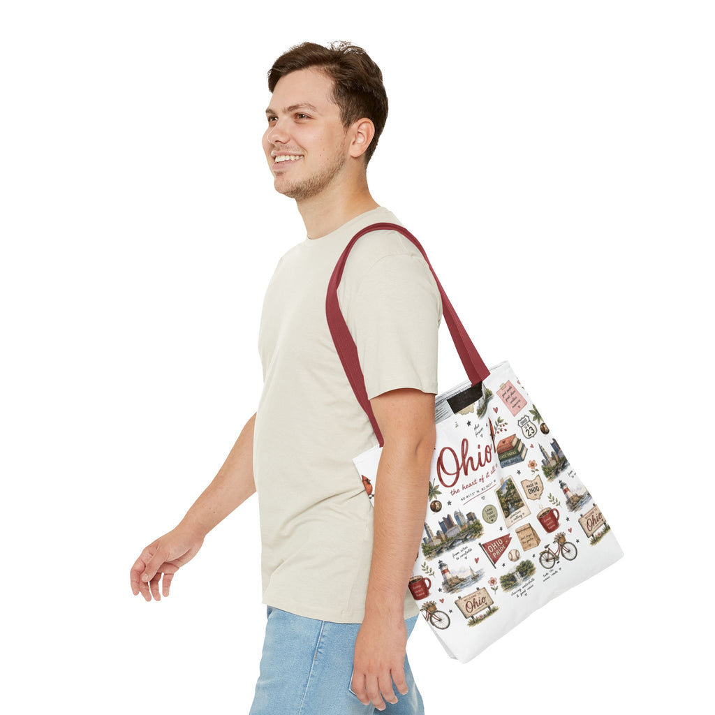Ohio Illustrated Tote Bag — All-Over-Print Travel & Gift Tote