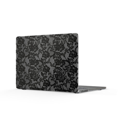 Black Lace Pattern Clear MacBook Case — Protective Decorative Cover