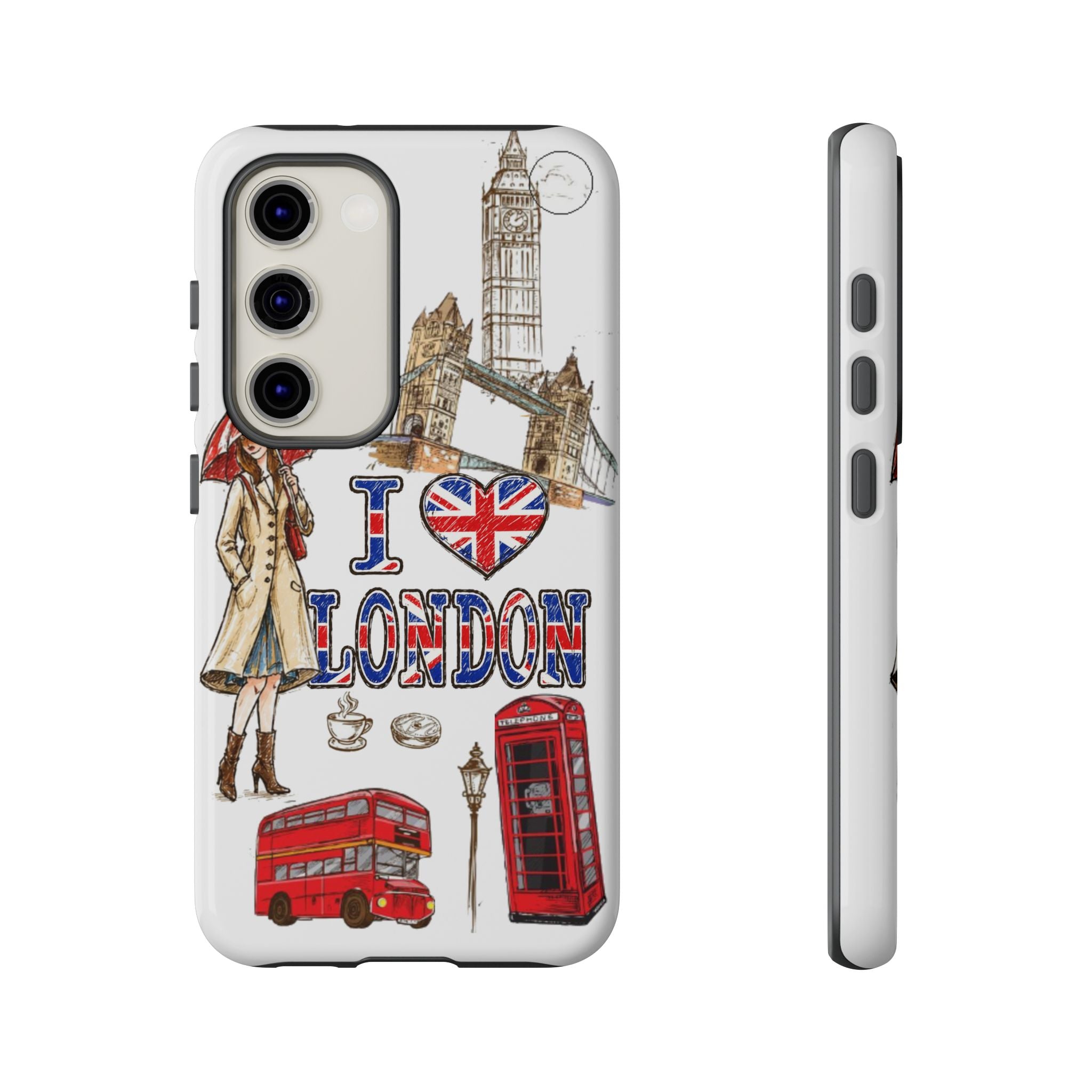 I Love London Illustrated Collage phone case | Tough Case