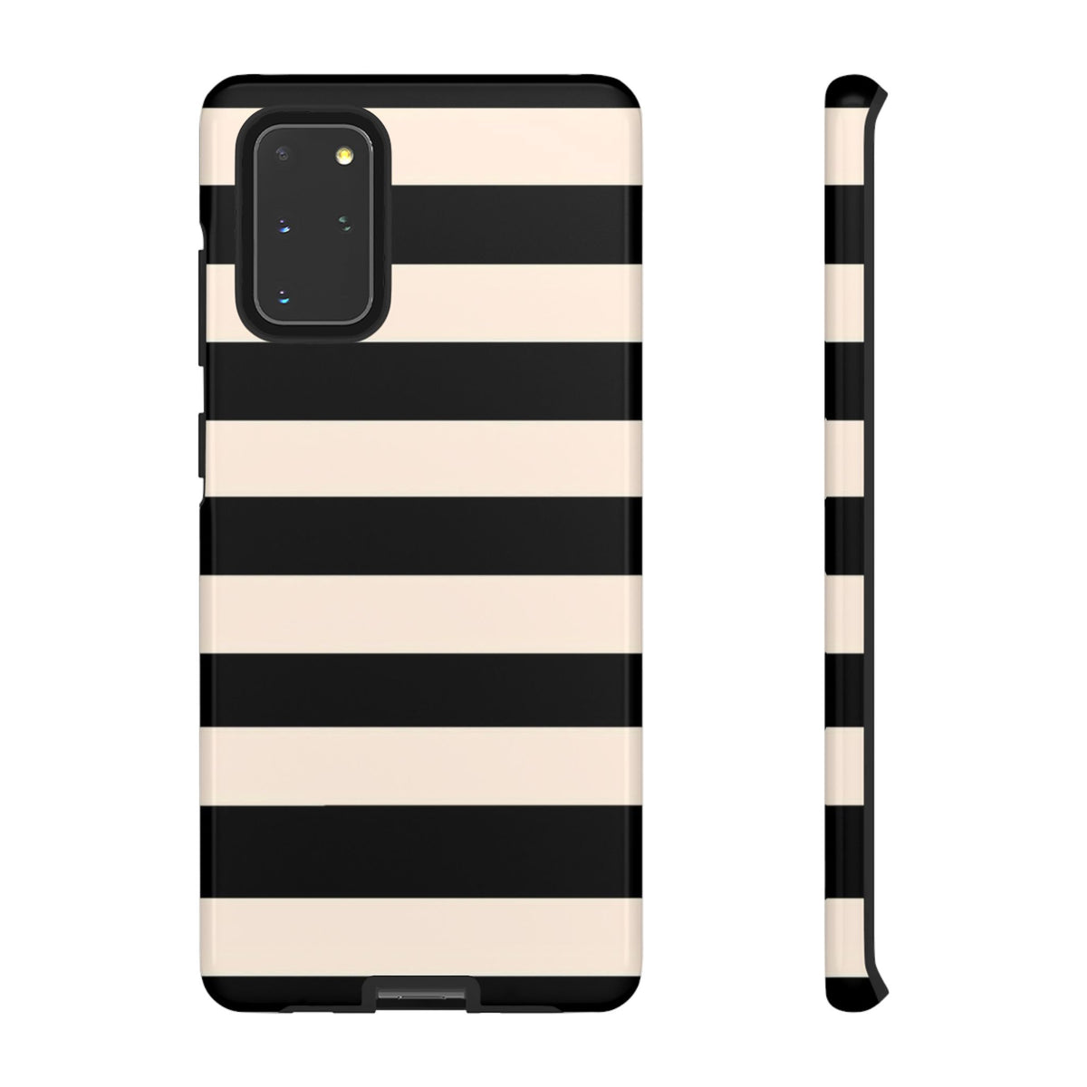 Black & Cream Striped - Tough Phone Case