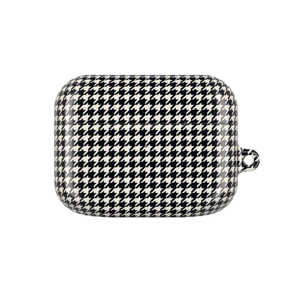 Houndstooth AirPod Case — Black & White Retro Pattern Protective Cover