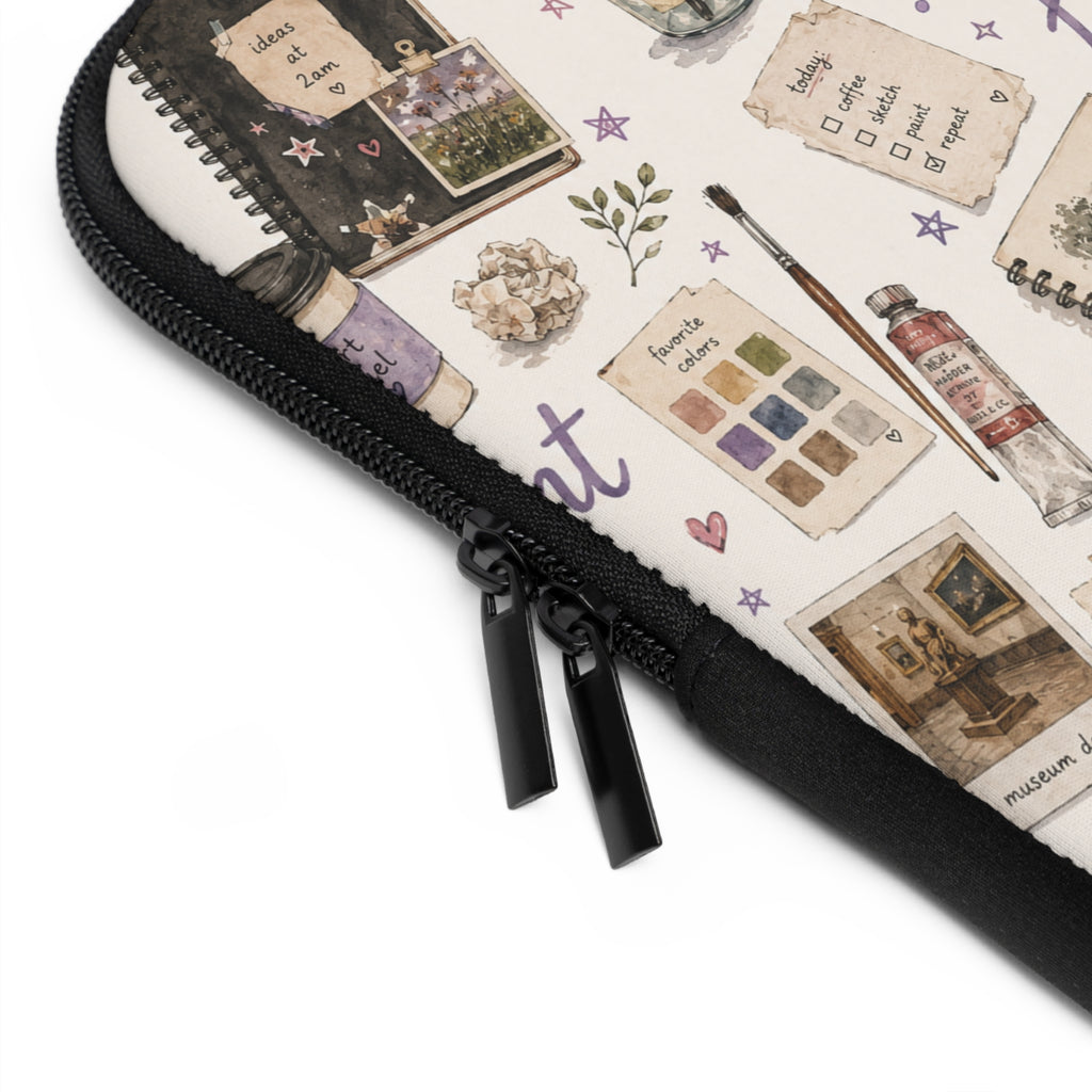 Art Student Energy Laptop Sleeve — Watercolor Art Supplies Pattern