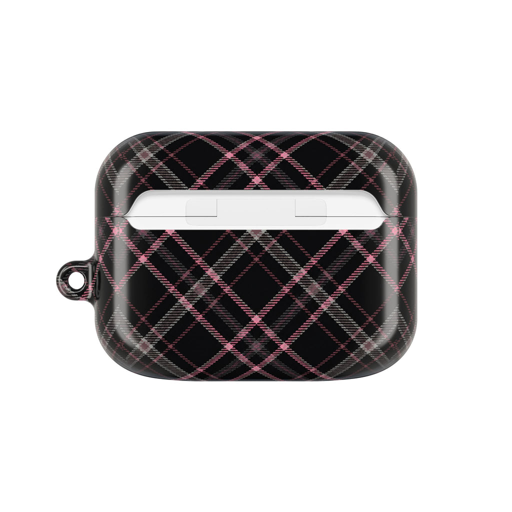 Plaid Pink & Black AirPod Case — Stylish Protective Charging Case