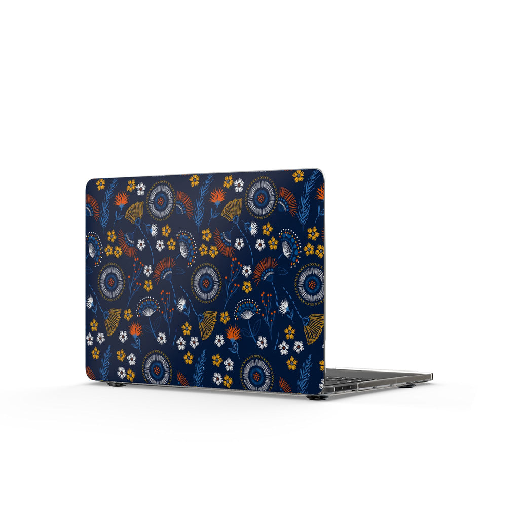 Clear MacBook Case — Navy Floral Mandala Protective Cover