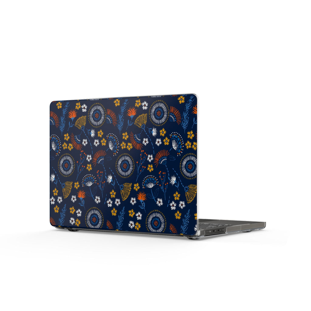 Clear MacBook Case — Navy Floral Mandala Protective Cover