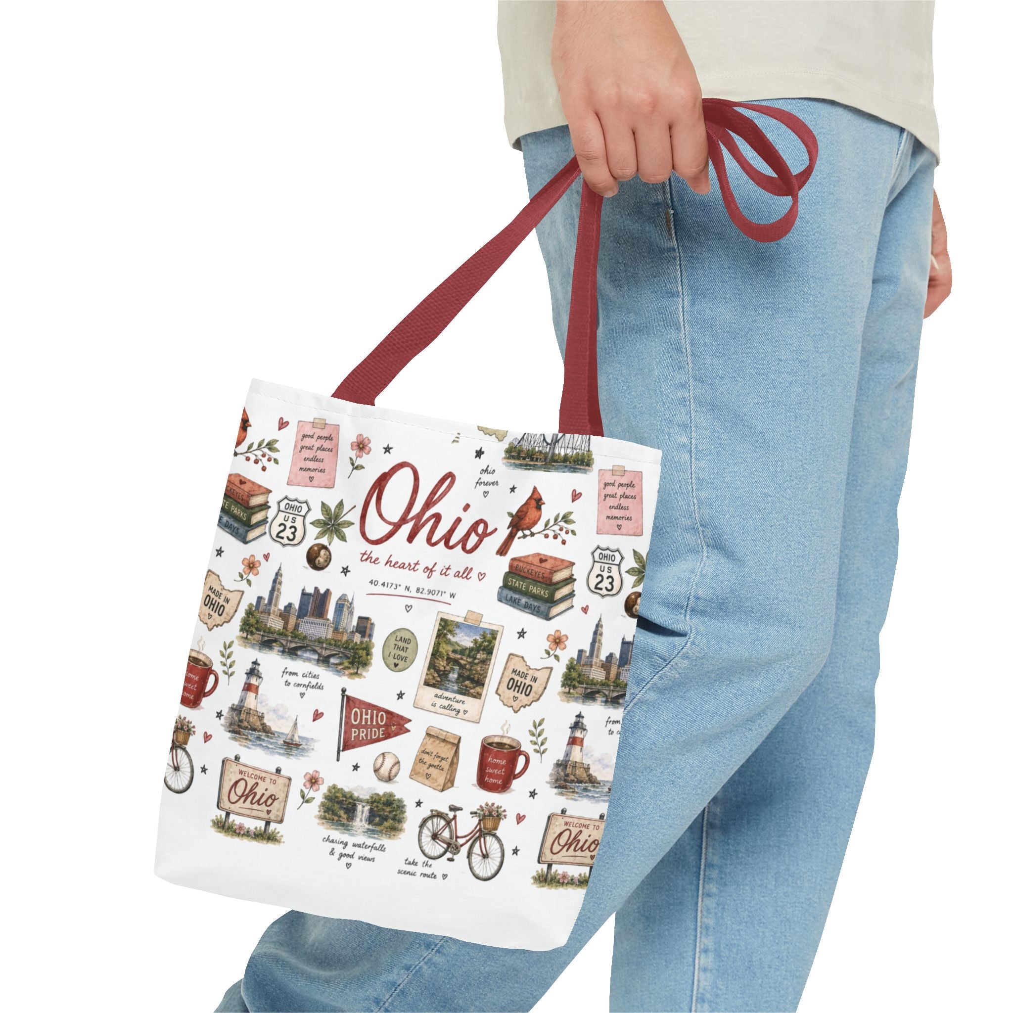 Ohio Illustrated Tote Bag — All-Over-Print Travel & Gift Tote