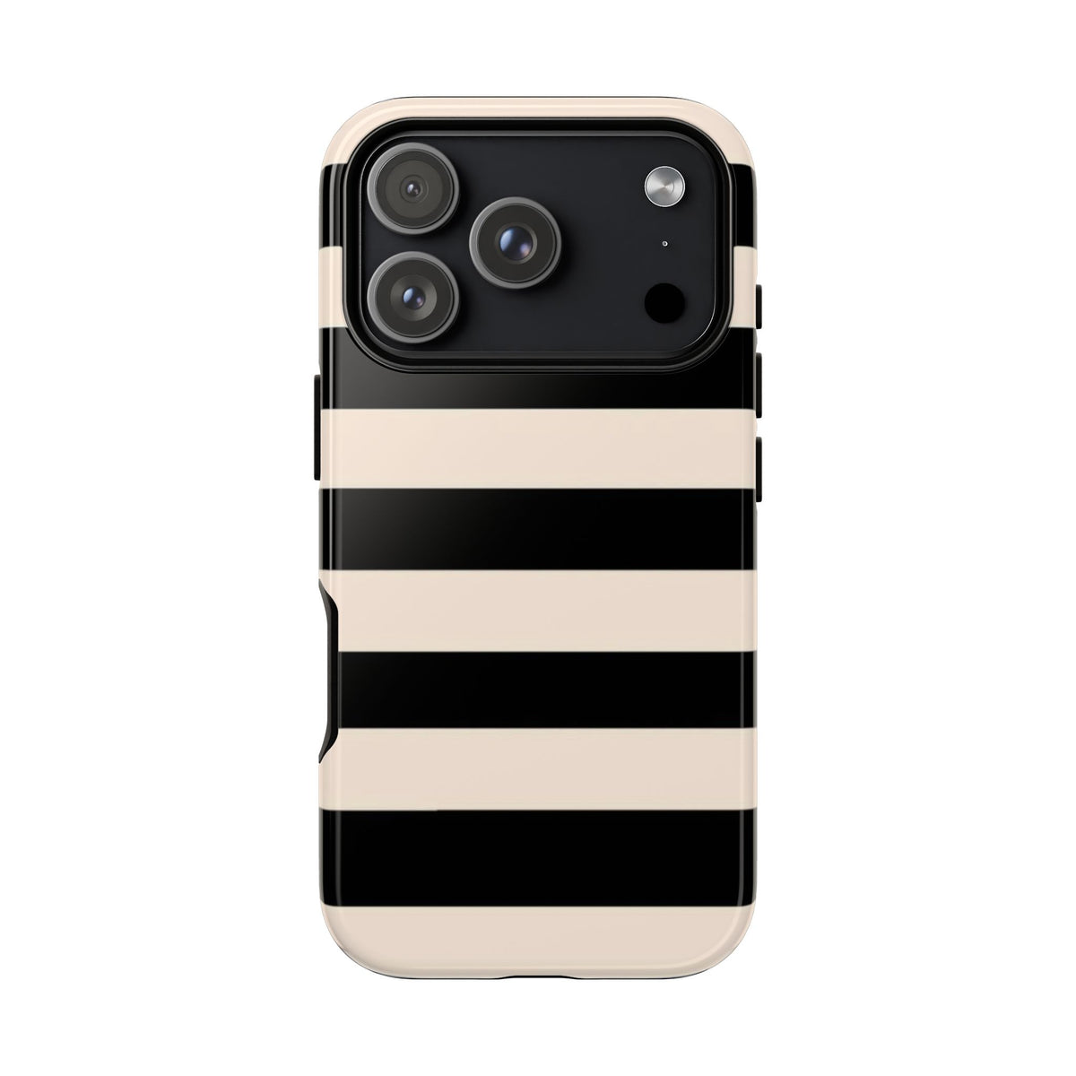 Black & Cream Striped - Tough Phone Case