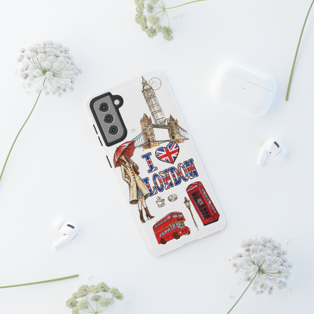 I Love London Illustrated Collage phone case | Tough Case