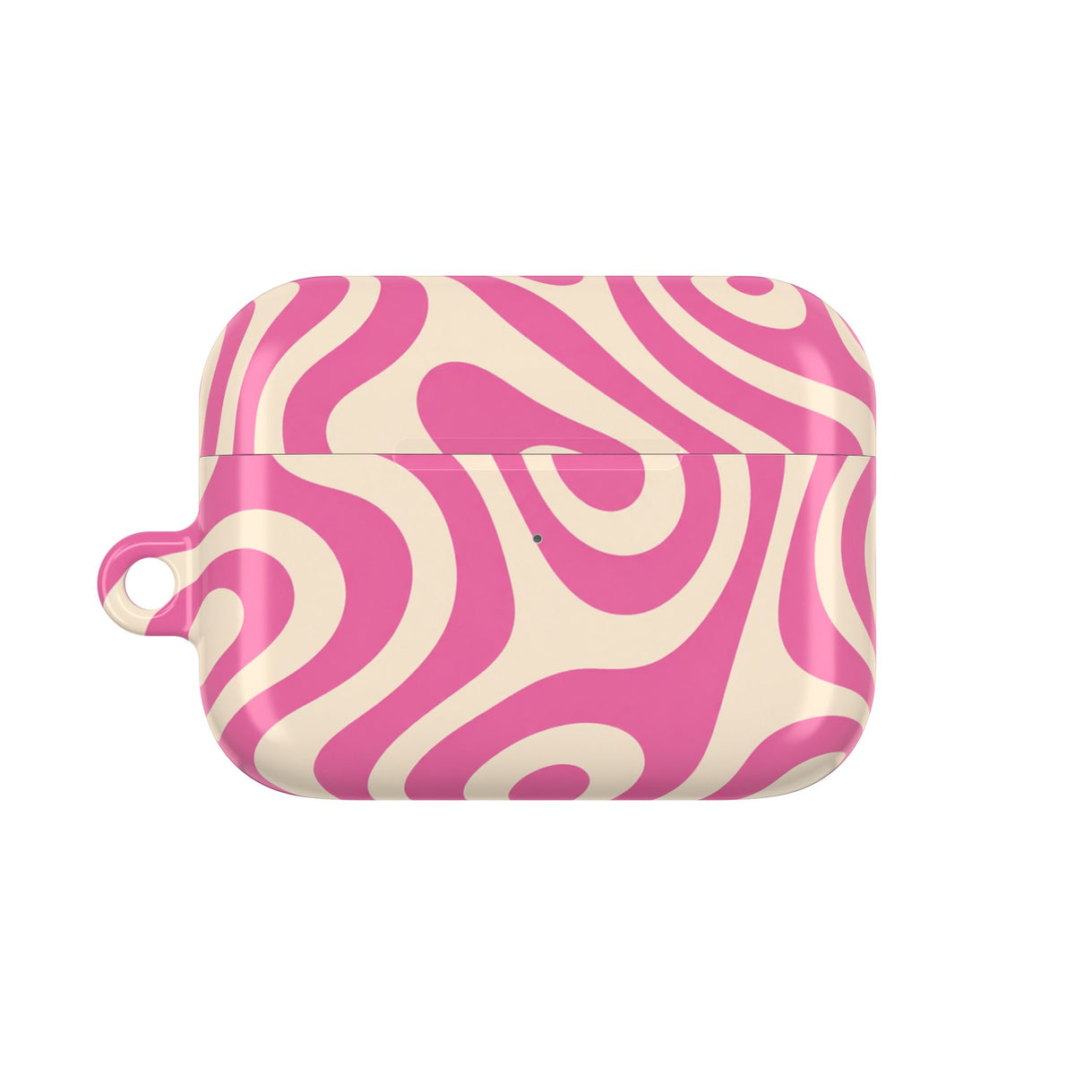 Funda protectora para AirPods con diseño retro en espiral rosa — Estilo funky de los 70