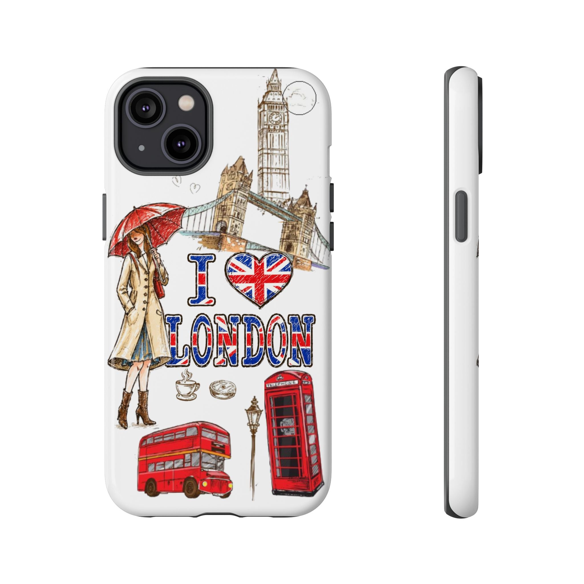 I Love London Illustrated Collage phone case | Tough Case