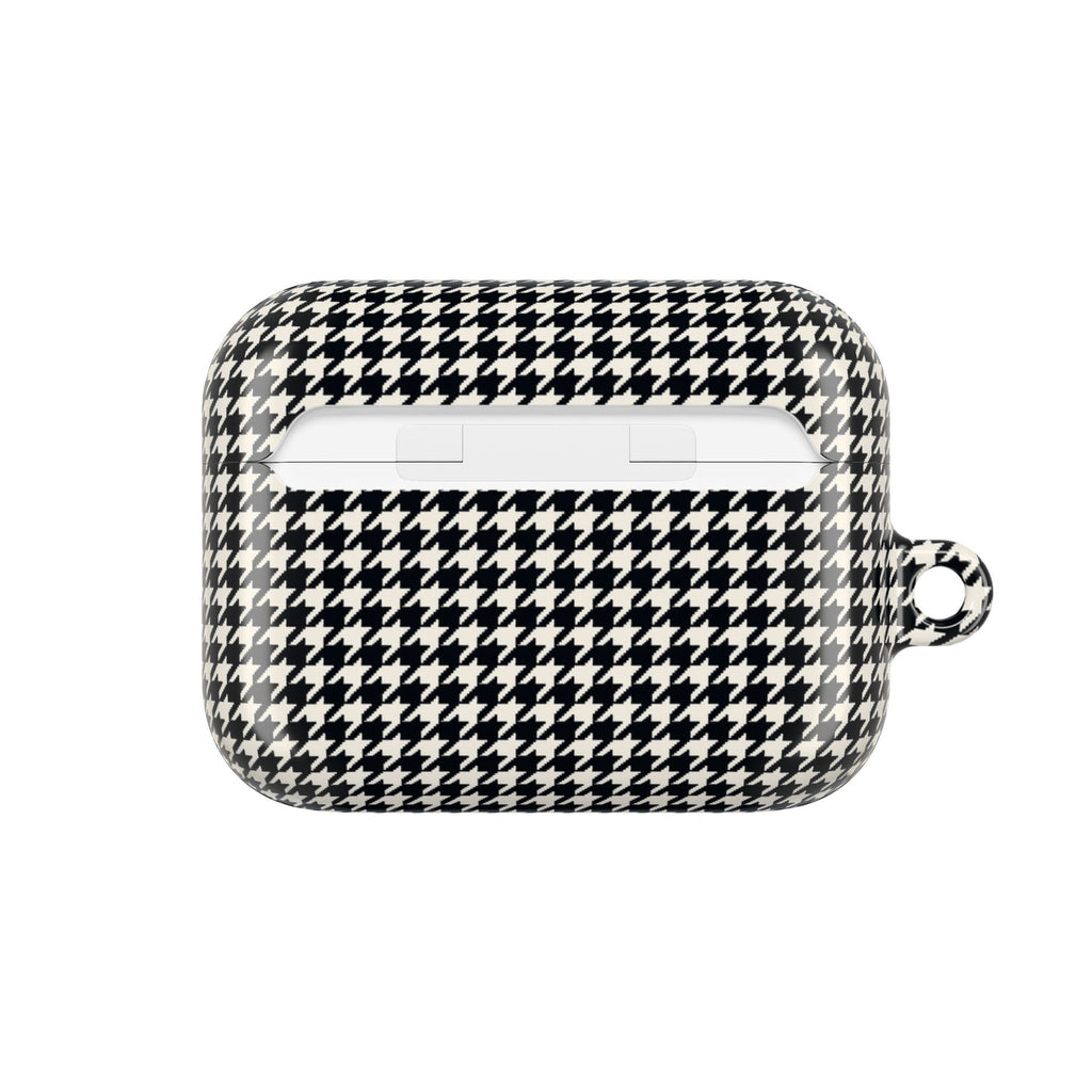 Houndstooth AirPod Case — Black & White Retro Pattern Protective Cover