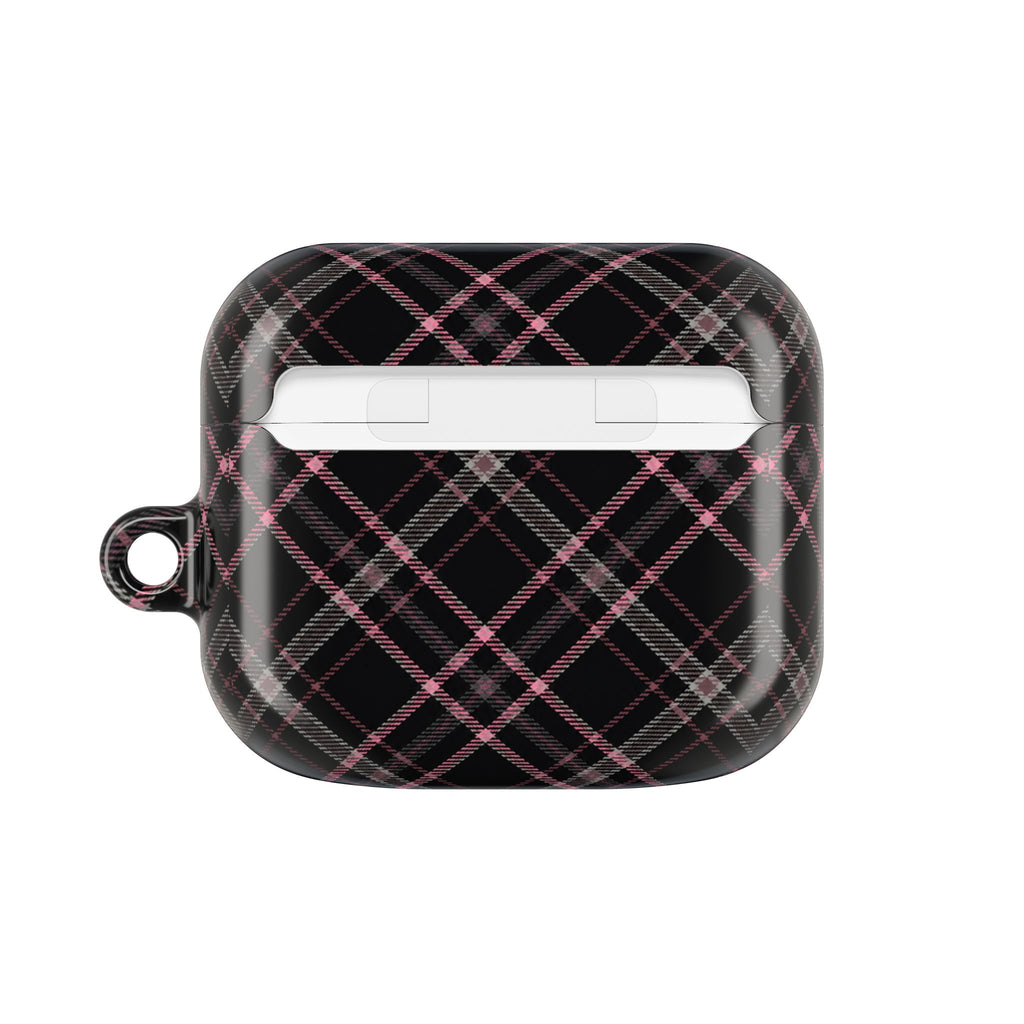 Plaid Pink & Black AirPod Case — Stylish Protective Charging Case