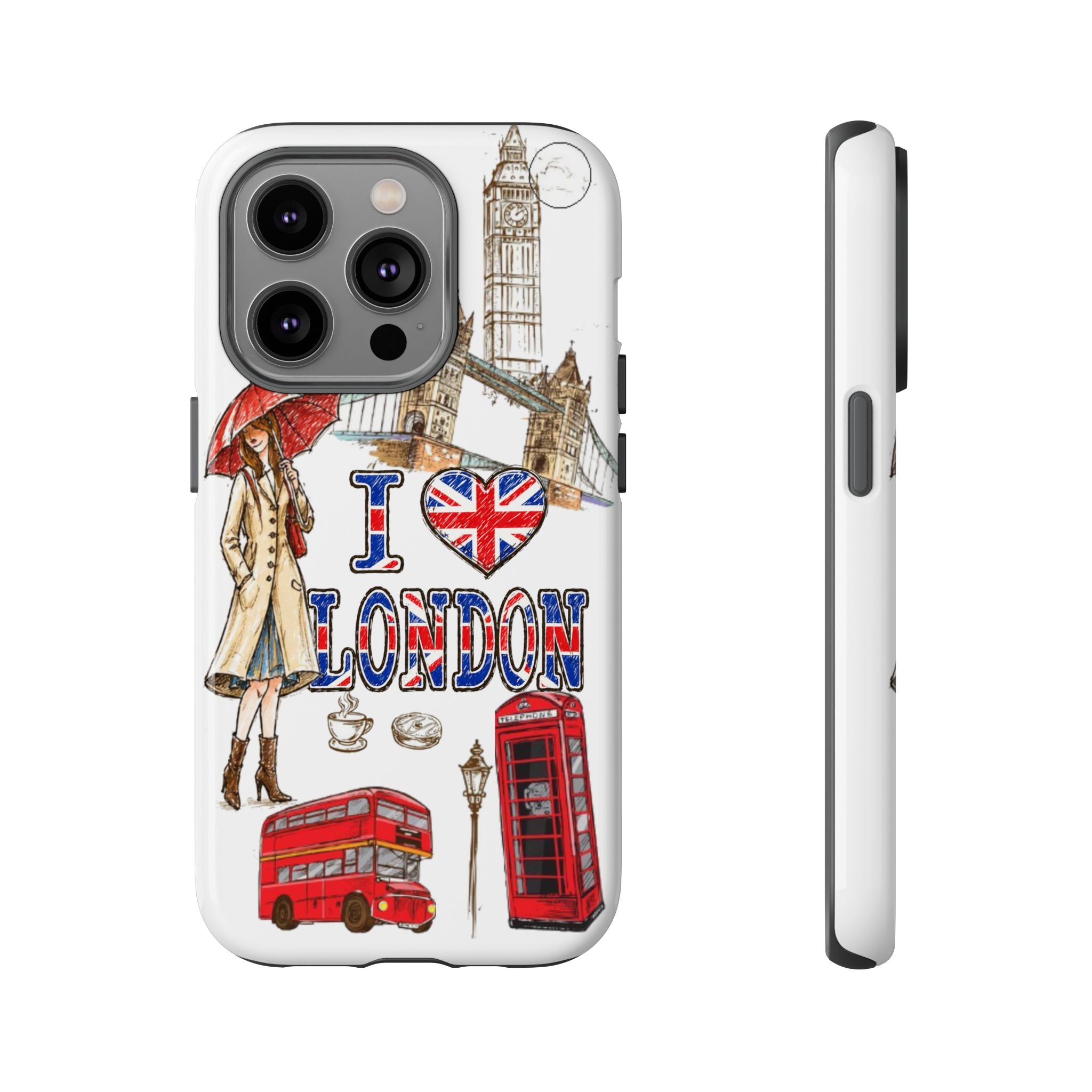 I Love London Illustrated Collage phone case | Tough Case