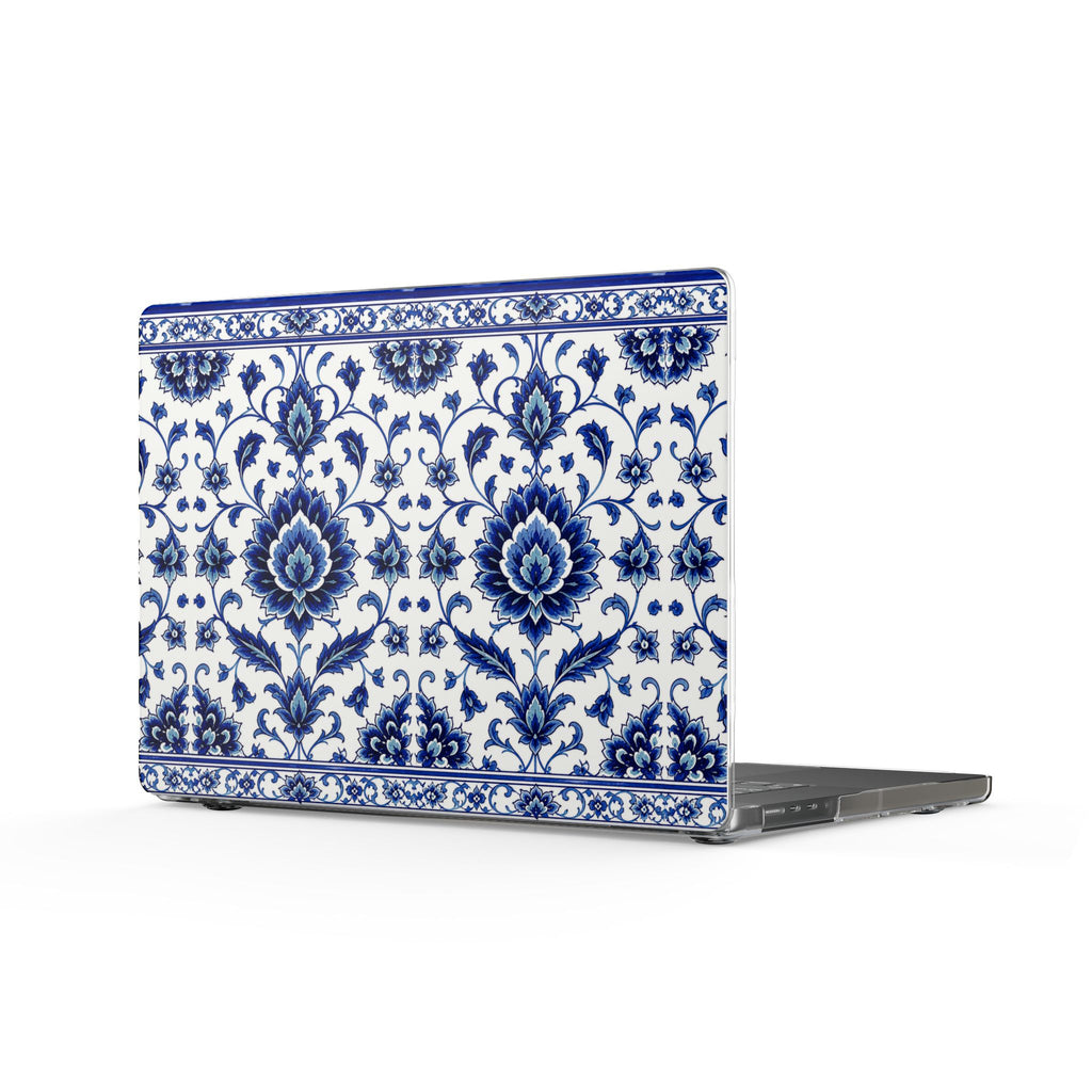 Blue Floral Damask MacBook Case — Clear Protective Laptop Cover