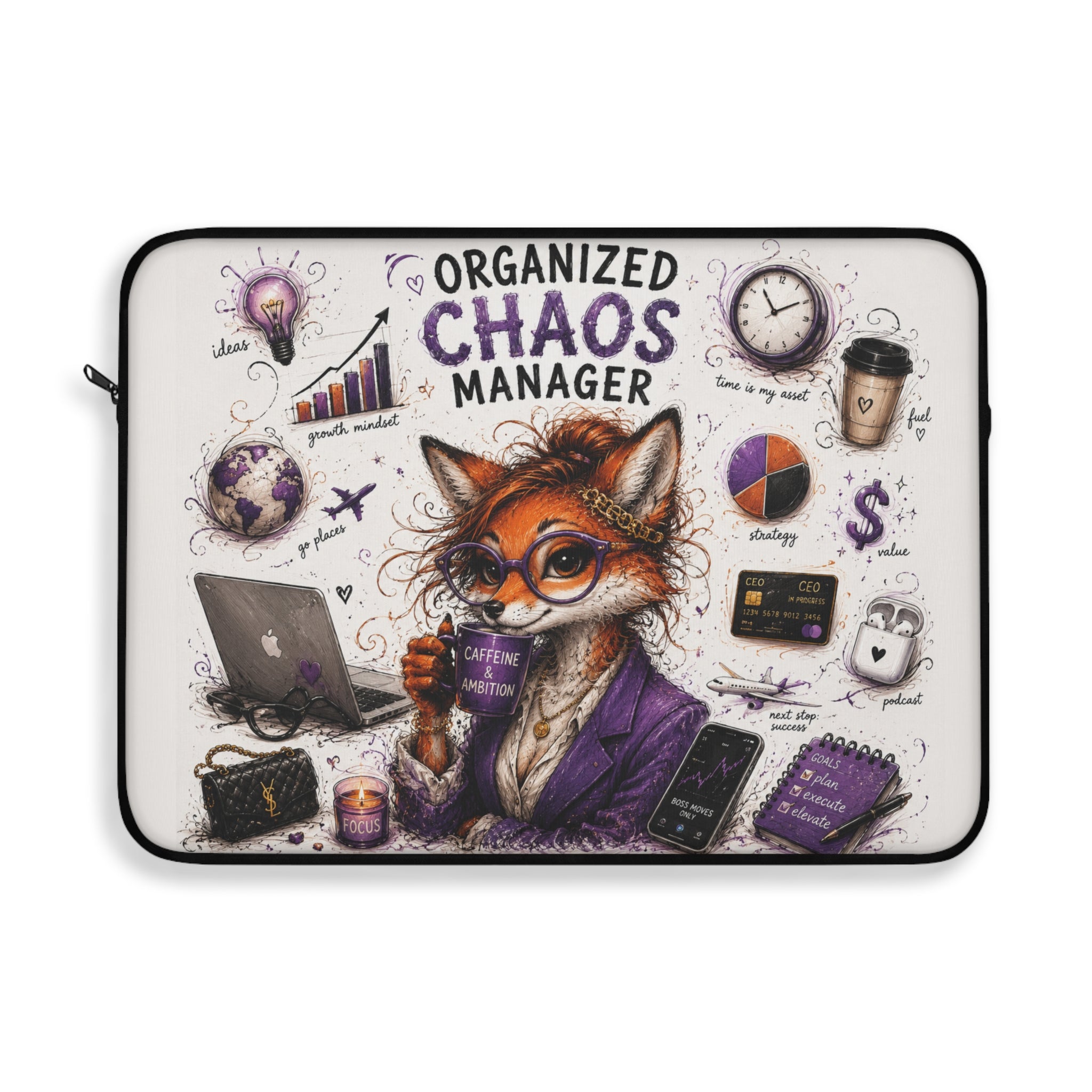 Organized Chaos Manager Laptop Sleeve — Fox Office Humor Protective Case