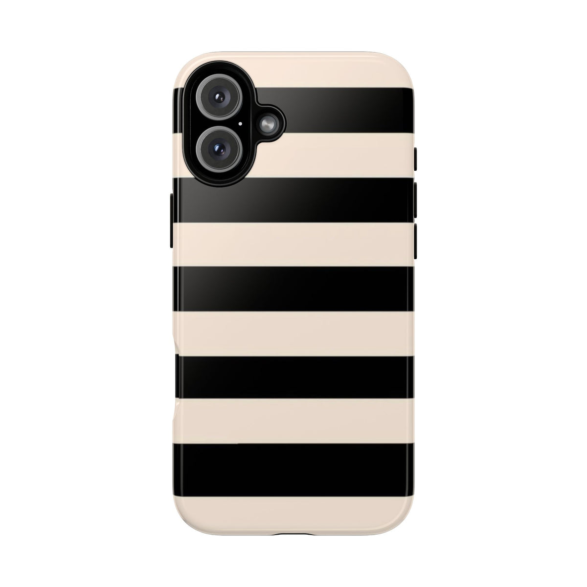 Black & Cream Striped - Tough Phone Case