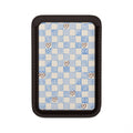 MagSafe Vegan Wallet — Blue Checkerboard with Tiny Hearts Card Holder
