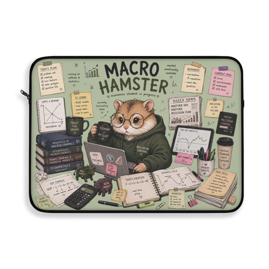 Macro Hamster Laptop Sleeve — Cute Finance-Themed Protective Case for Students & Analysts