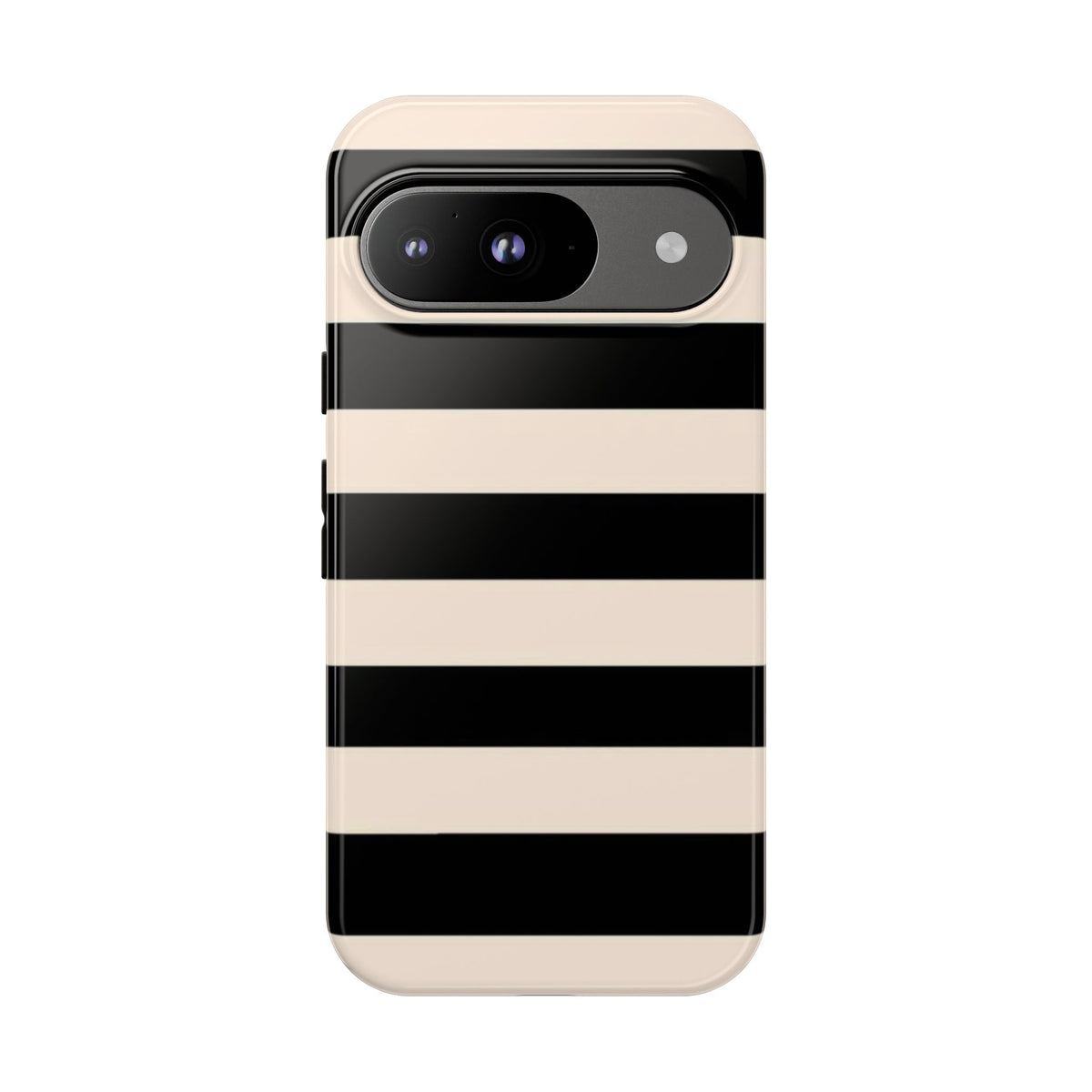Black & Cream Striped - Tough Phone Case