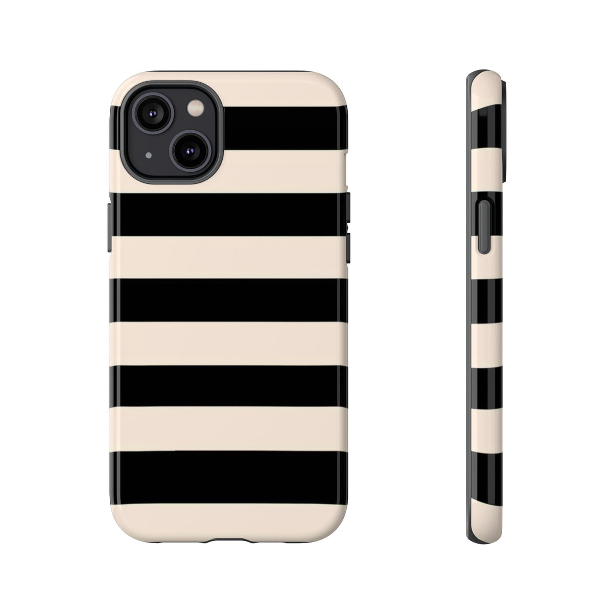 Black & Cream Striped - Tough Phone Case