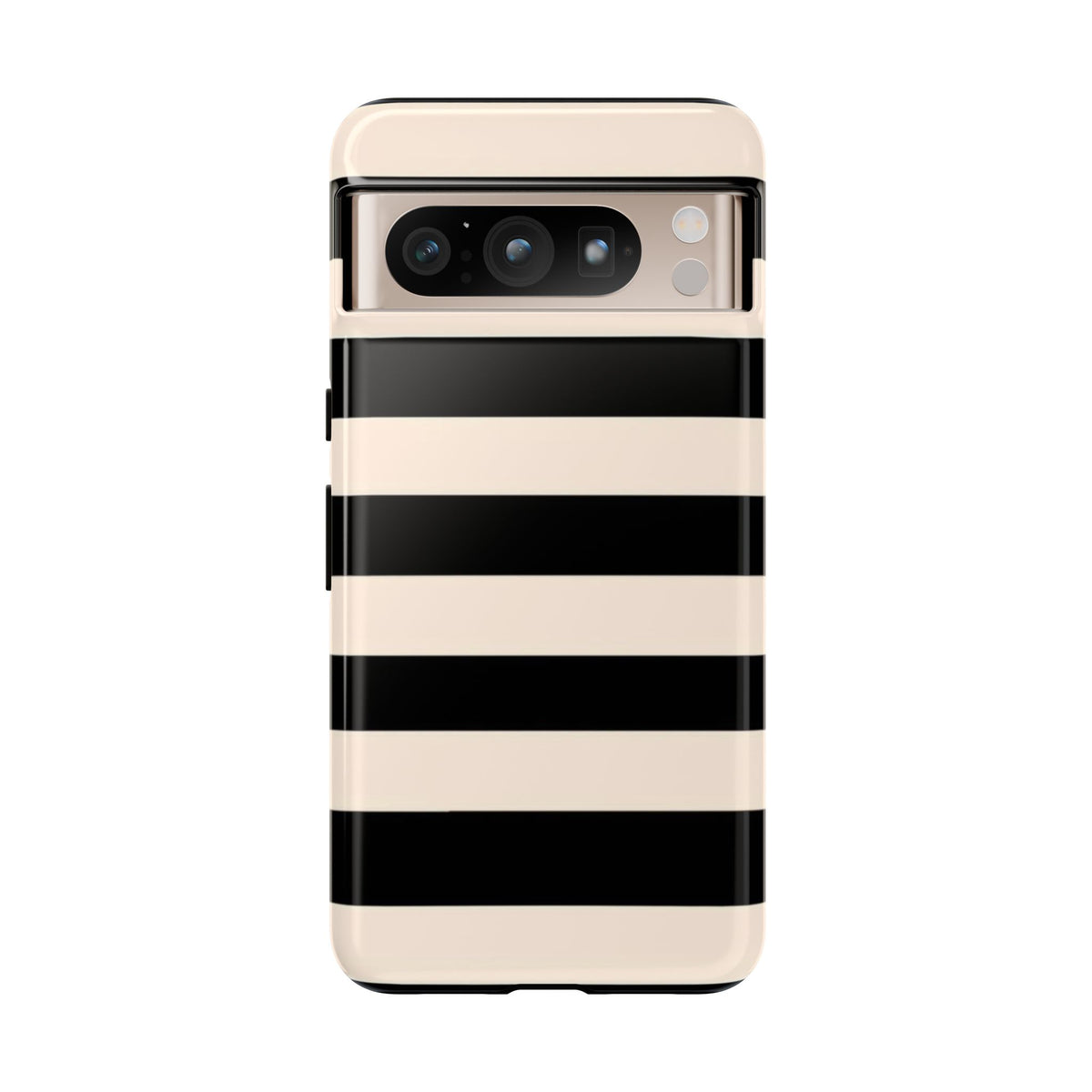 Black & Cream Striped - Tough Phone Case