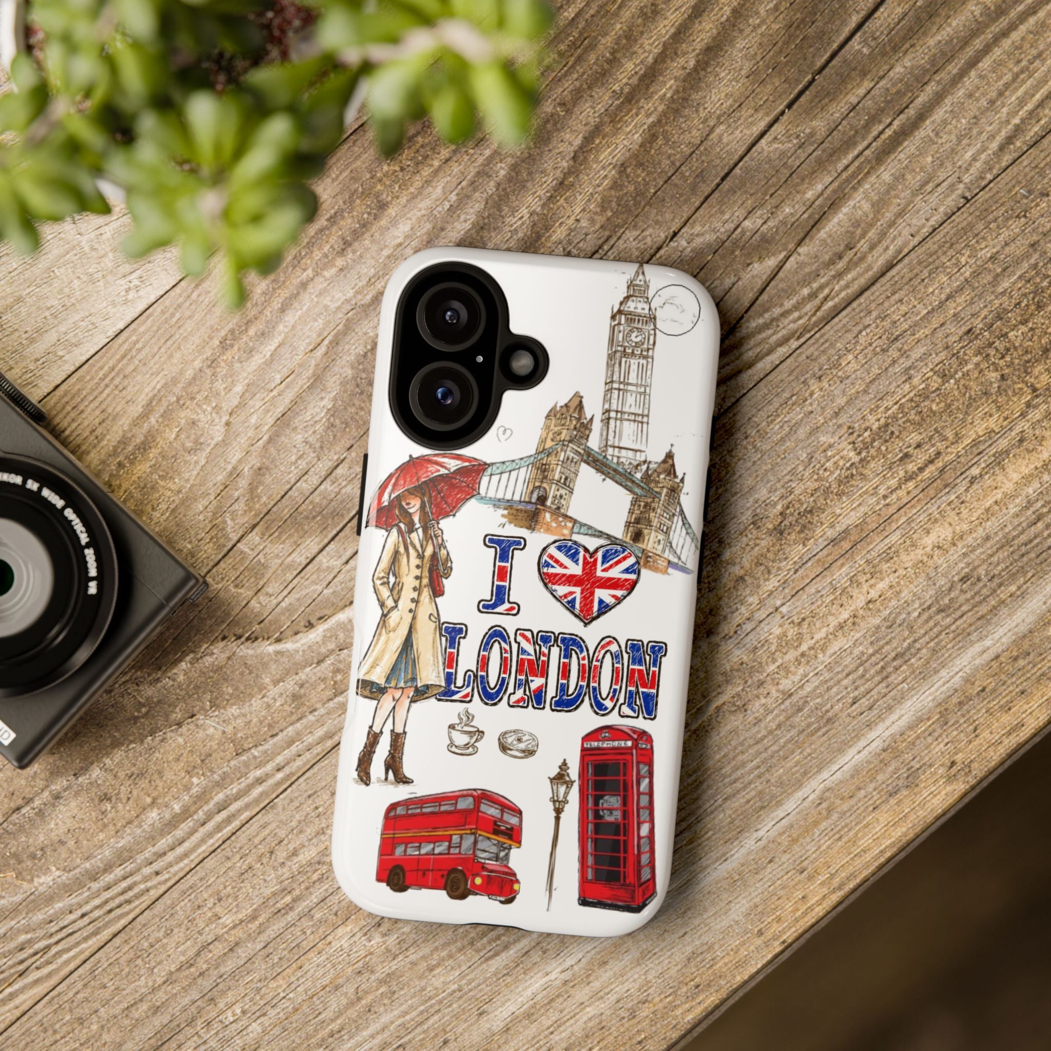 I Love London Illustrated Collage phone case | Tough Case