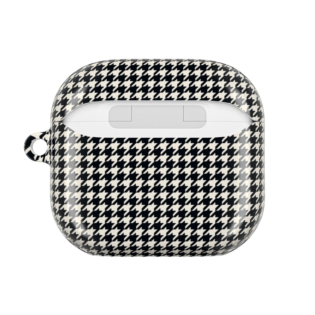 Houndstooth AirPod Case — Black & White Retro Pattern Protective Cover