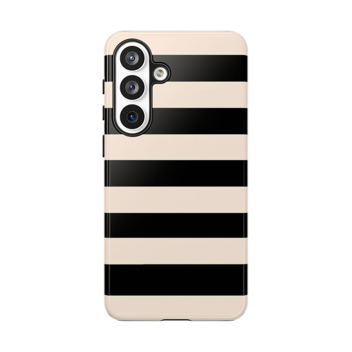 Black & Cream Striped - Tough Phone Case