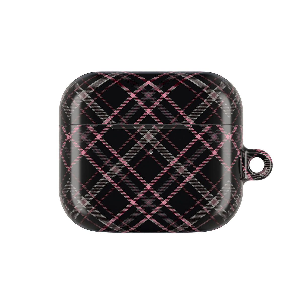 Funda a cuadros rosa y negra para AirPods - Estuche protector de carga elegante