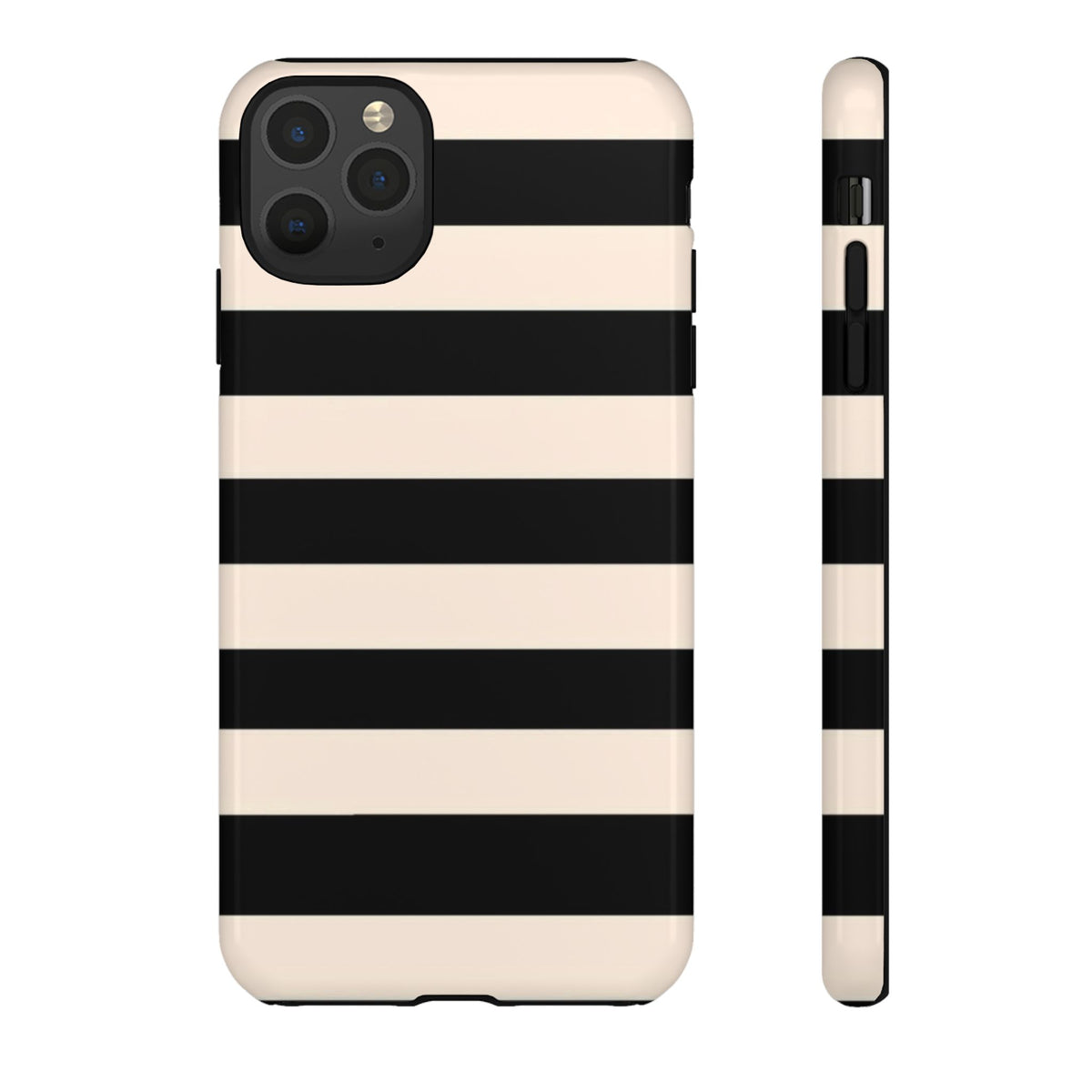 Black & Cream Striped - Tough Phone Case