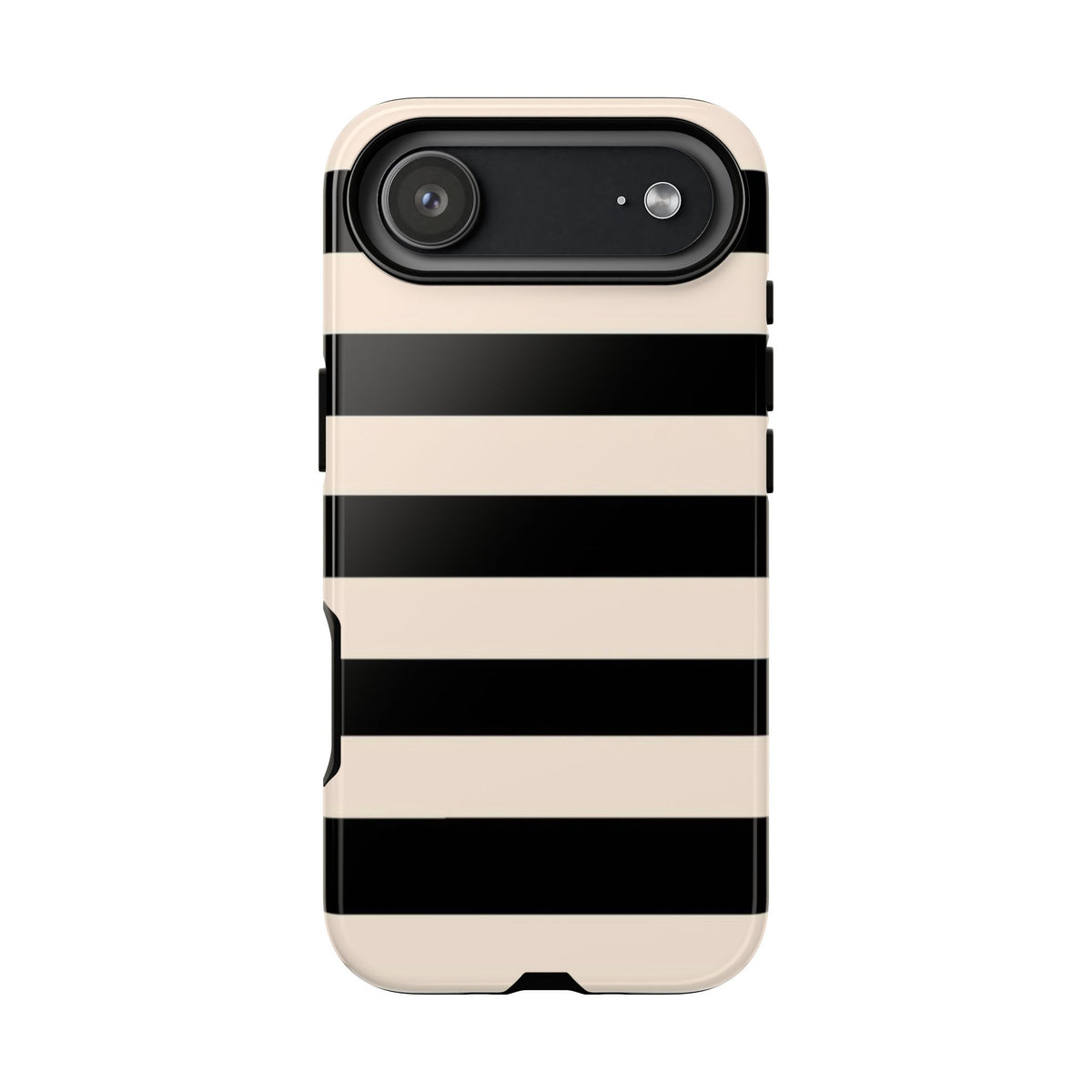 Black & Cream Striped - Tough Phone Case