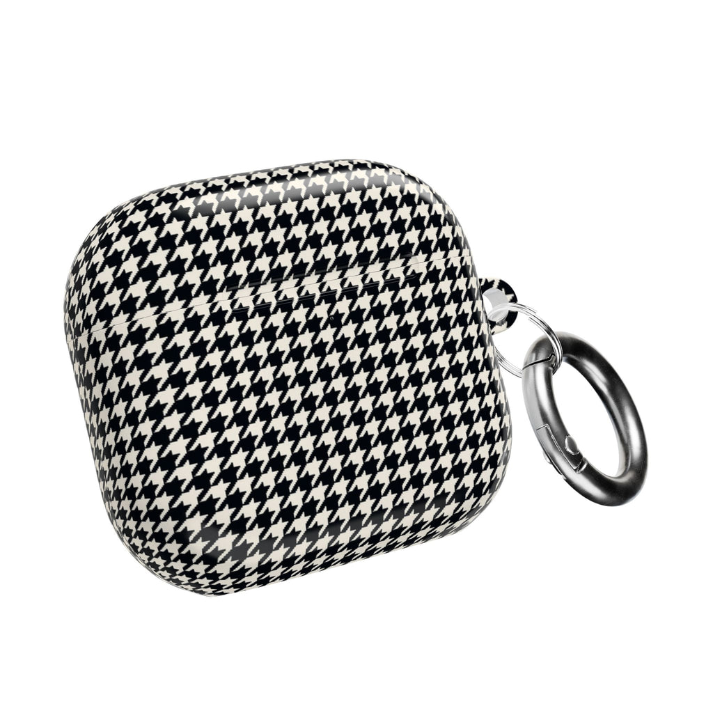Houndstooth AirPod Case — Black & White Retro Pattern Protective Cover