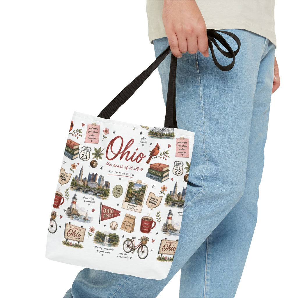 Ohio Illustrated Tote Bag — All-Over-Print Travel & Gift Tote