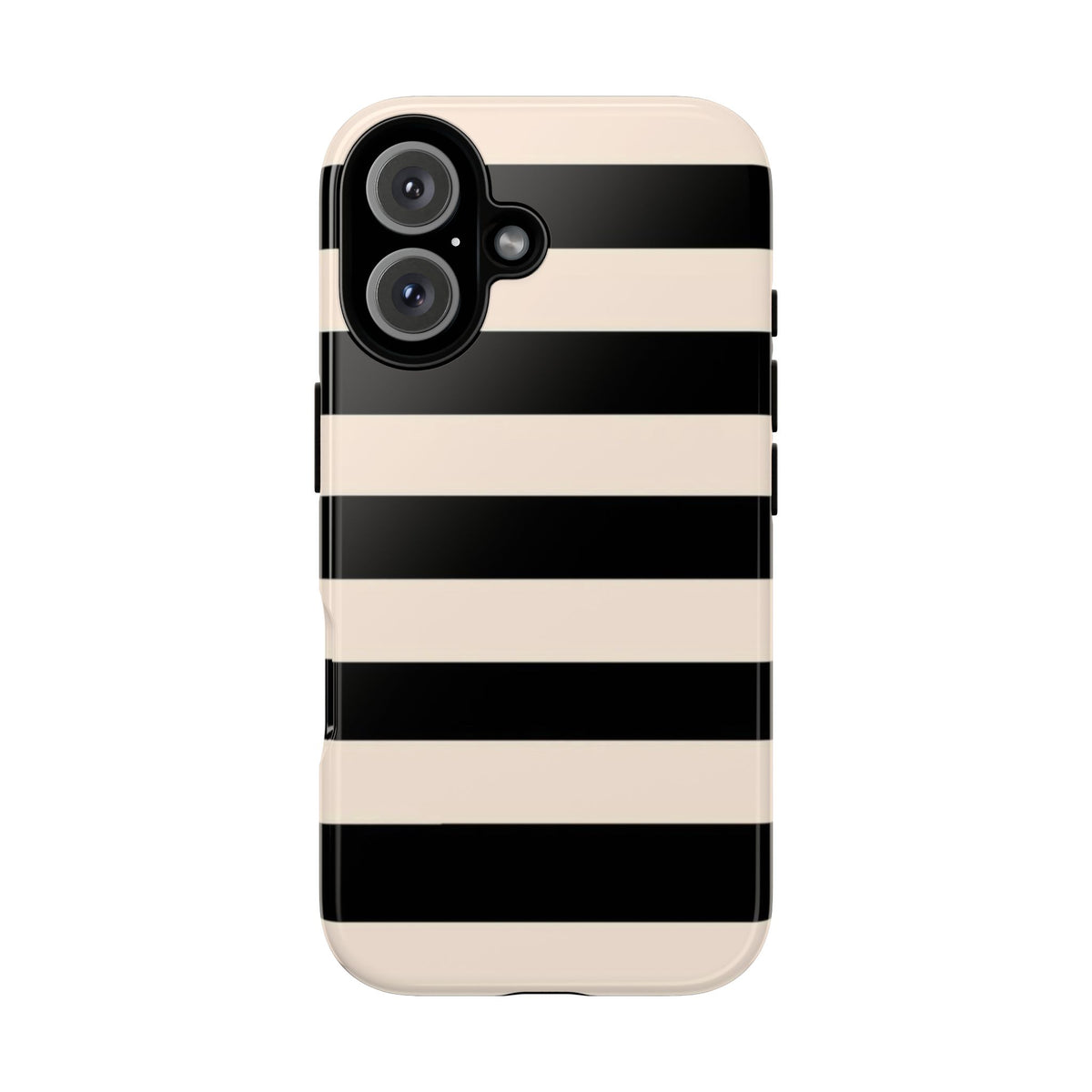 Black & Cream Striped - Tough Phone Case