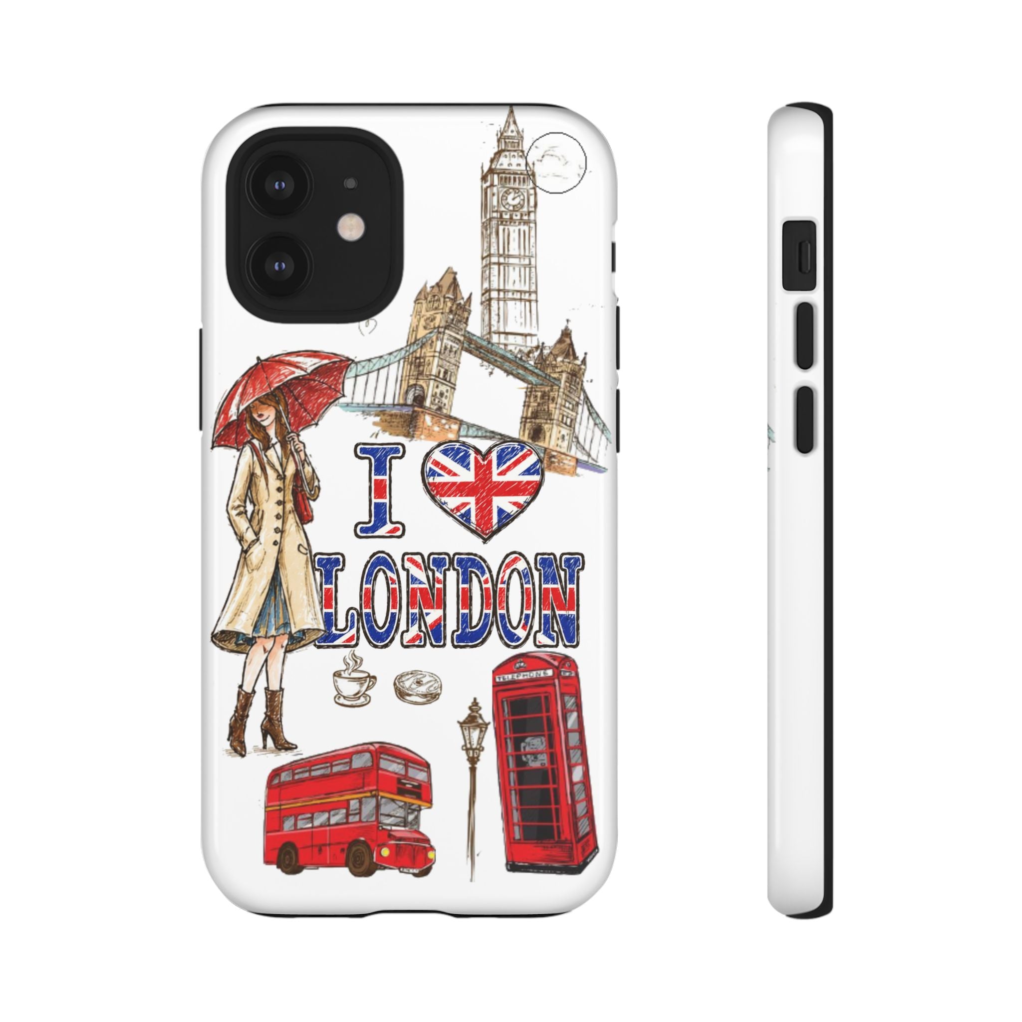 I Love London Illustrated Collage phone case | Tough Case