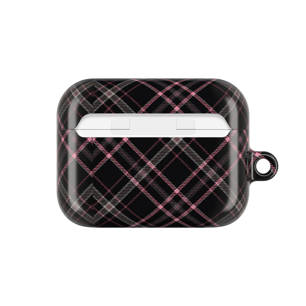 Plaid Pink & Black AirPod Case — Stylish Protective Charging Case