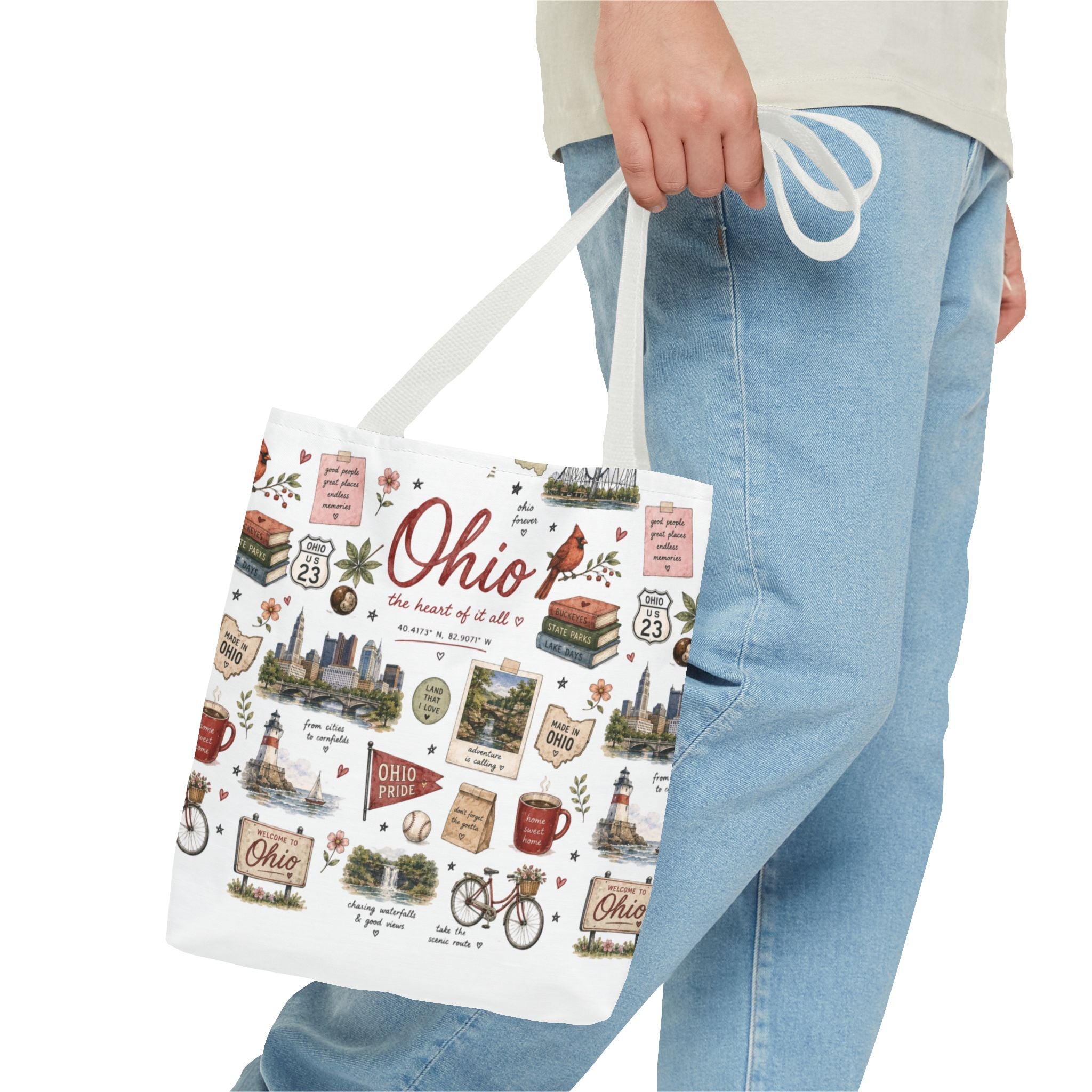 Ohio Illustrated Tote Bag — All-Over-Print Travel & Gift Tote