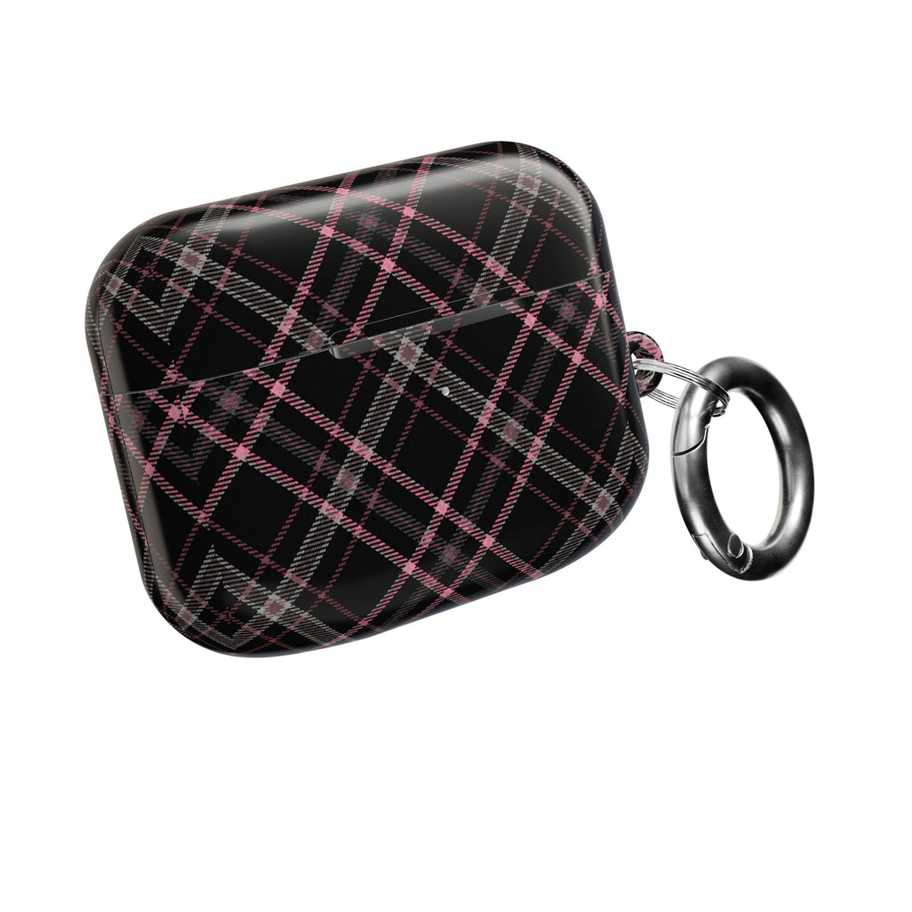 Plaid Pink & Black AirPod Case — Stylish Protective Charging Case